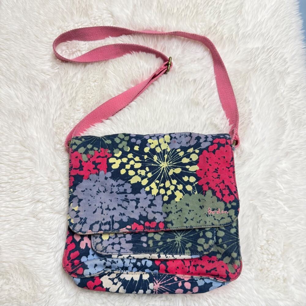 Boden Canvas Crossbody Purse Messenger Style Foldover Accordian Colorful Bin